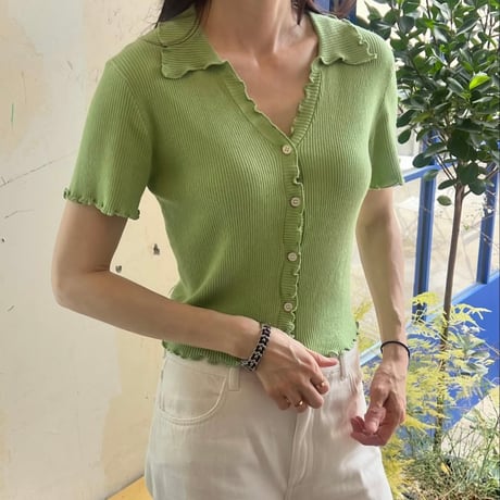 《予約販売》Shirred Short Sleeve Cardigan