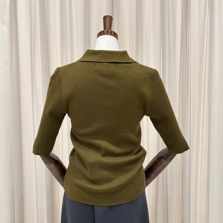 《予約販売》Open Collar Half Sleeve Knit