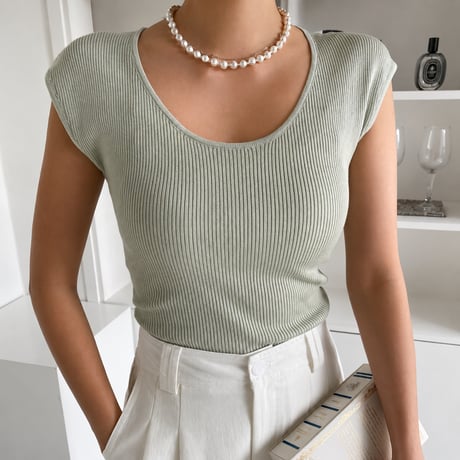 《即日発送📦》Tencel U-Neck Knit Tank