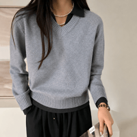 《即日発送📦》店舗人気アイテム💕 Two-Tone V-neck Wool Knit