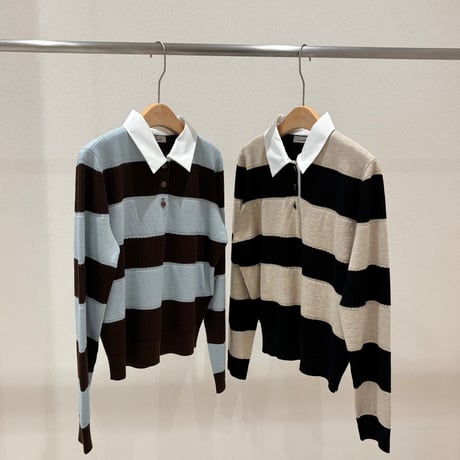 《予約販売》Stripe Collar Knit Tee