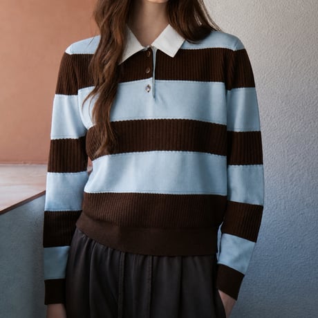 《予約販売》Stripe Collar Knit Tee