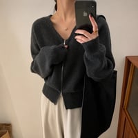 《予約販売》再入荷💕V-Neck Zip-Up Knit Cardigan