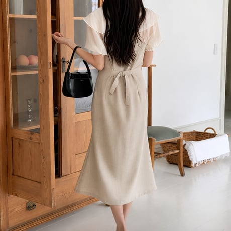 《即日発送📦》Ribbon Contrast Dress