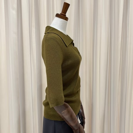 《予約販売》Open Collar Half Sleeve Knit