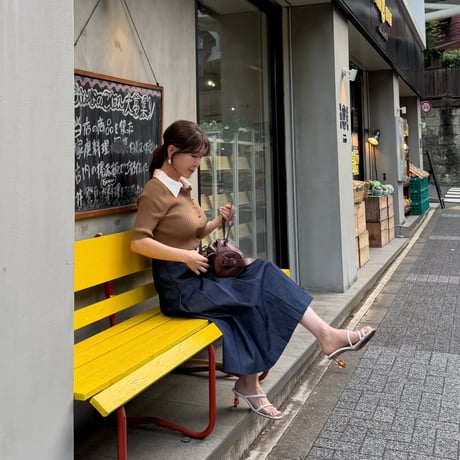 《予約販売》再入荷🩵 Contrast Collar Rib Knit Tops