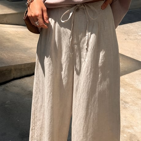 《予約販売》 Linen Tie Wide Pants