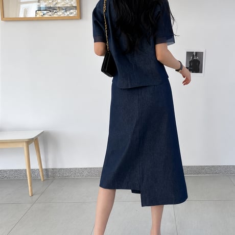 《即日発送📦》再入荷❣️Denim Asymmetry Skirt (SETUP別売り)