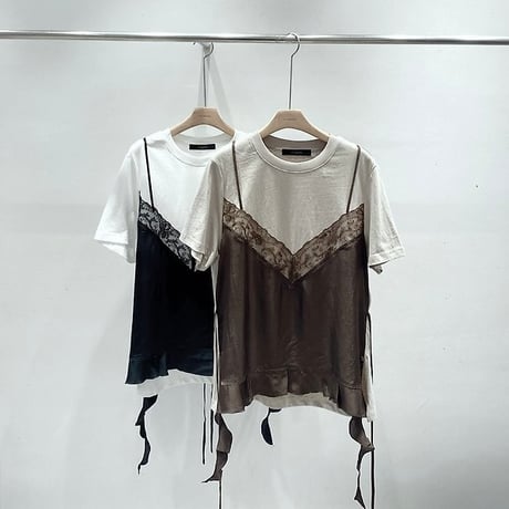 《即日発送📦》再入荷✨STUNNING Lace Cami Layered T-Shirt