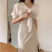 《即日発送📦》Ribbon Contrast Dress