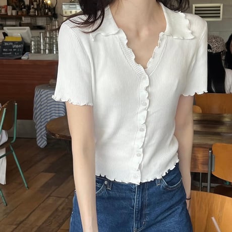 《予約販売》Shirred Short Sleeve Cardigan