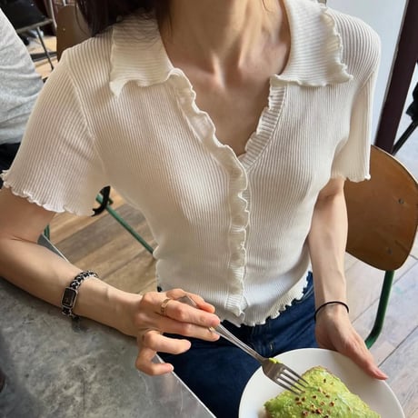 《予約販売》Shirred Short Sleeve Cardigan