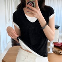 《予約販売》Color-Block Layered Tee