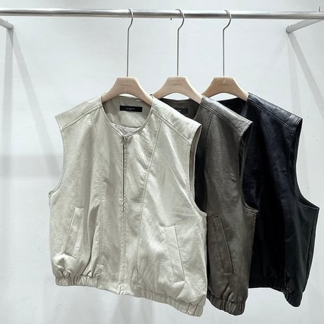 《予約販売》STUNNING Elastic Hem Leather Vest