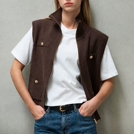 《予約販売》Highneck Zip-Up Knit Vest