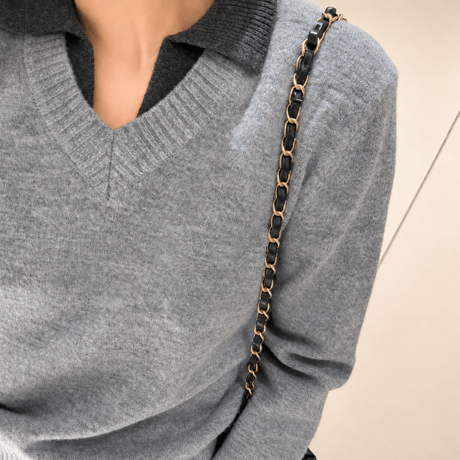 《即日発送📦》店舗人気アイテム💕 Two-Tone V-neck Wool Knit