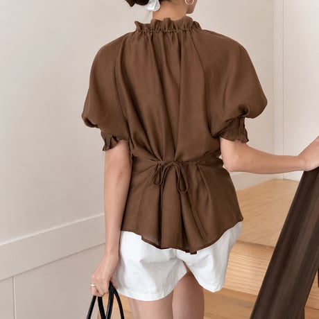 《予約販売》Frill Neck Puff Sleeve Blouse