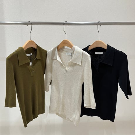 《予約販売》Open Collar Half Sleeve Knit