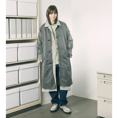 PHINGERIN LOOP FRONT NYLON COAT CHARCOAL