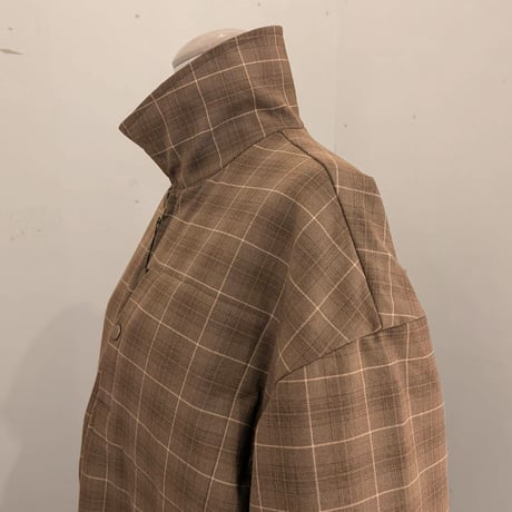 【UNIVERSAL TISSU】ナイロンキルティング リバーシブルコート　モカチェック