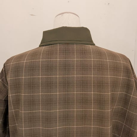 【UNIVERSAL TISSU】ナイロンキルティング リバーシブルコート　モカチェック