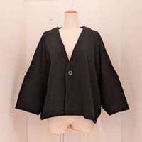 【UNIVERSAL TISSU】トスカーナフリース ノーカラージャケット　クロ