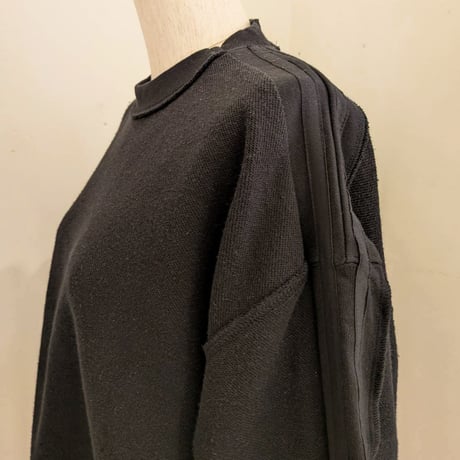 【REHERSALL】パイルラインスリーブスウェット　BLACK