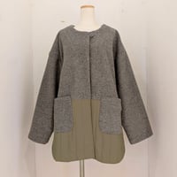 【nachukara】ボア×キルティング コート　グレー×カーキ
