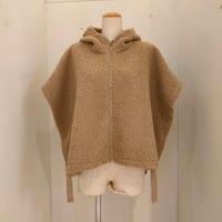 【UNIVERSAL TISSU】ボア フード付きポンチョW ZIP　カフェオレ