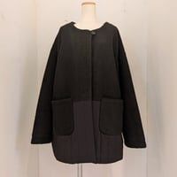 【nachukara】ボア×キルティング コート　クロ