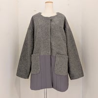 【nachukara】ボア×キルティング コート　グレー