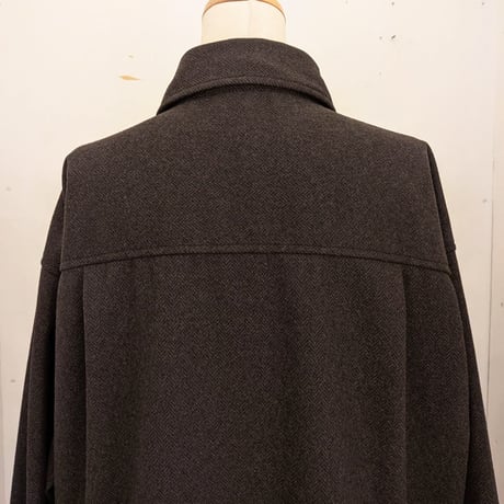 【UNIVERSAL TISSU】ツィードライクニット シャツカラーオールインワン　ブラウンヘリンボン
