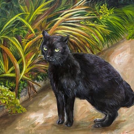 森 水翔　「黒猫の色さんぽ」　F4号 　Mori Mizuha　 33.3×24.2cm