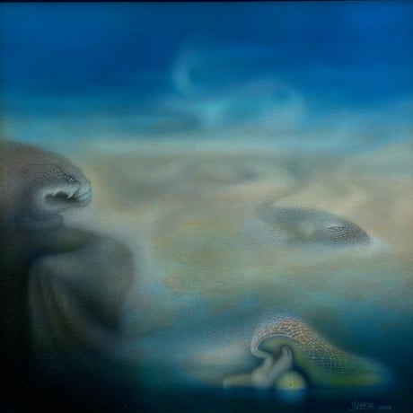 高松ヨク　「砂漠の漁師」　30×30cm