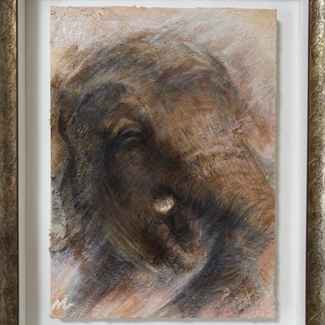 森 水翔　「Shower and Elephant」　F4号 　Mori Mizuha　 33.3×24.2cm