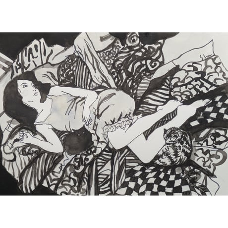 瀧内秀一　「アンニュイな午後」　F4号　Takiuchi Shuichi 　33.3×24.2cm