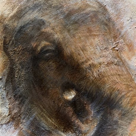 森 水翔　「Shower and Elephant」　F4号 　Mori Mizuha　 33.3×24.2cm
