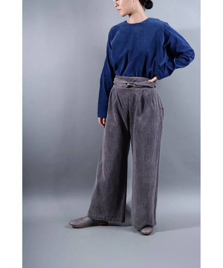 1.Hakama corduroy pants / organic cotton / size1 / Purplish gray