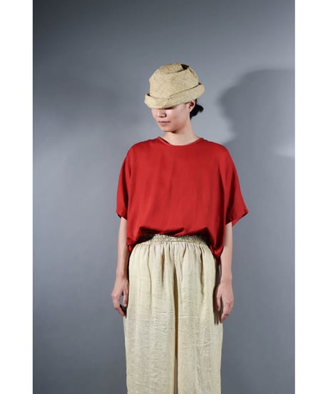 5.Fendo-Half sleeve tops / Organic cotton satin / Madder red