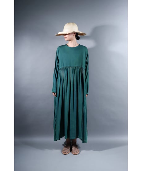 3.Kurteno-dress  / Long sleeve / Organic cotton satin / Sea green