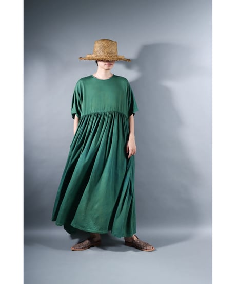 2.Kurteno-dress / Half sleeve / Organic cotton satin / Atoll green