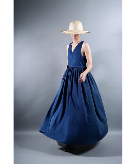 1.Lilith sleeveless dress / Organic cotton satin /Blue-Green gradation