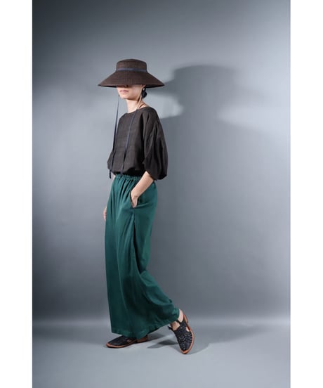1.Lumo-pants / Organic cotton satin / Lake green