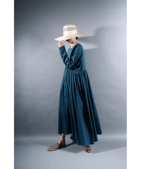 4.Kurteno-dress  / Long sleeve / Organic cotton satin / Dark water