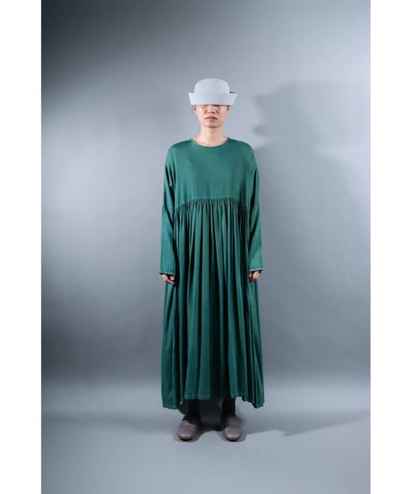 2.Kurteno-dress / Long sleeve / Organic cotton satin / Green lake