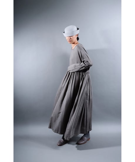1.Kurteno-dress / Long sleeve / Organic cotton satin / Soft gray