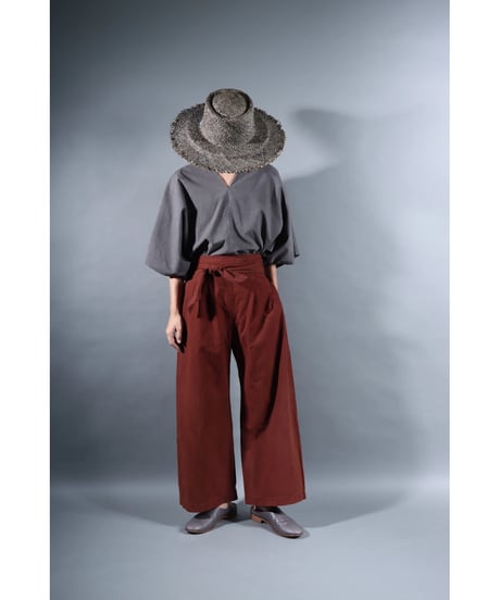3.Hakama pants / sp / organic cotton typewriter / size1 / Rusty red brown