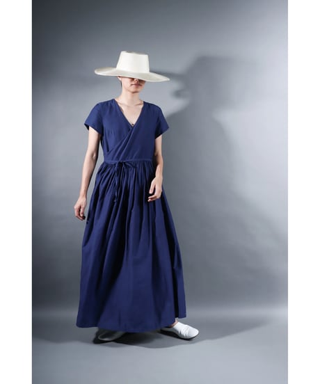 1.Lilith cap sleeve dress / sp / Cotton silk khadhi / Evening blue