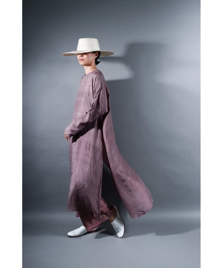 1. Slit dress / Long sleeve / Silk khadi / Calm purple