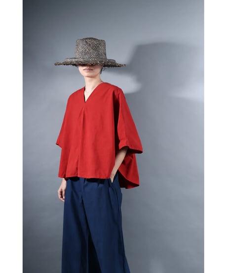 2.Ronda v-neck tops / sp / Organic cotton / Madder red